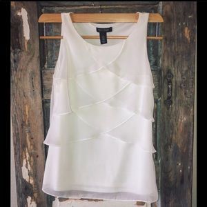 White House Black Market White Layered Tank XS